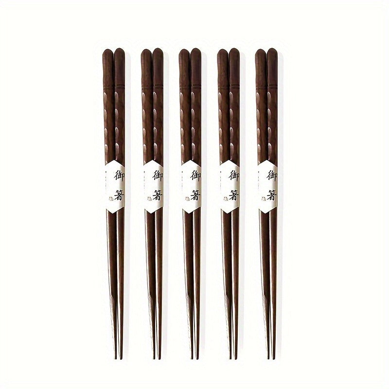 5 Pairs of Authentic Japanese Chopsticks | Durable Dishwasher-Safe, Ideal for Home, Restaurant, Hotel Gifts - Professional Kitchen Tools, Essential for High-Quality Exquisite , Traditional Craftsmanship, Natural Wood