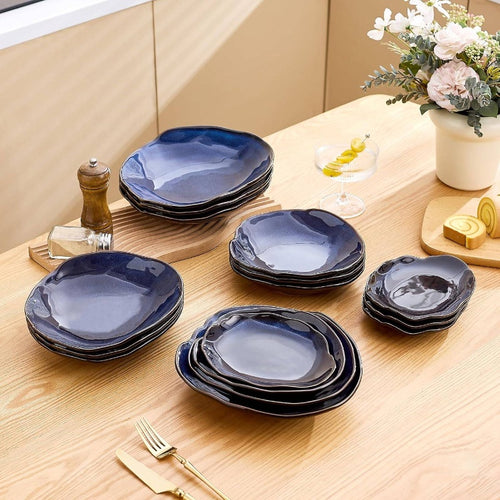 16pcs Ceramic Dinnerware & Stoneware Dishware Suitable for - Chip & Scratch Resistant, Dishwasher & Microwave Safe Plates and Bowls, Elegant Dinnerware for &, Ideal for Daily Meals, Dinner Parties, Travel (16pcs)
