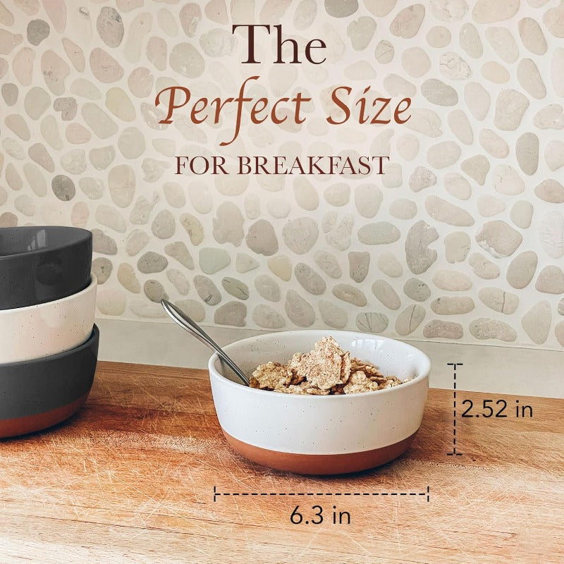 Ceramic Bowls Set - Heavy-Duty Scratch-Resistant Potstery with 20% Paladin Clay, Microwave\u002FOven\u002FDishwasher Safe - White & Charcoal Black Stackable Bowls for Soup, Salad, Cereal, Dinner - All- Glaze (Vanilla & Charcoal)