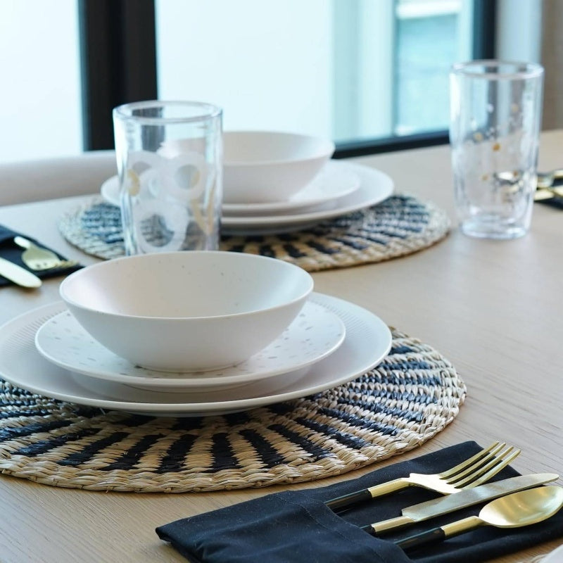 TervisHome Melamine - 12 - Piece Dinnerware Set Sandstone Durable Stoneware - Like Quality, Dishwasher Safe, Indoor and Outdoor Use