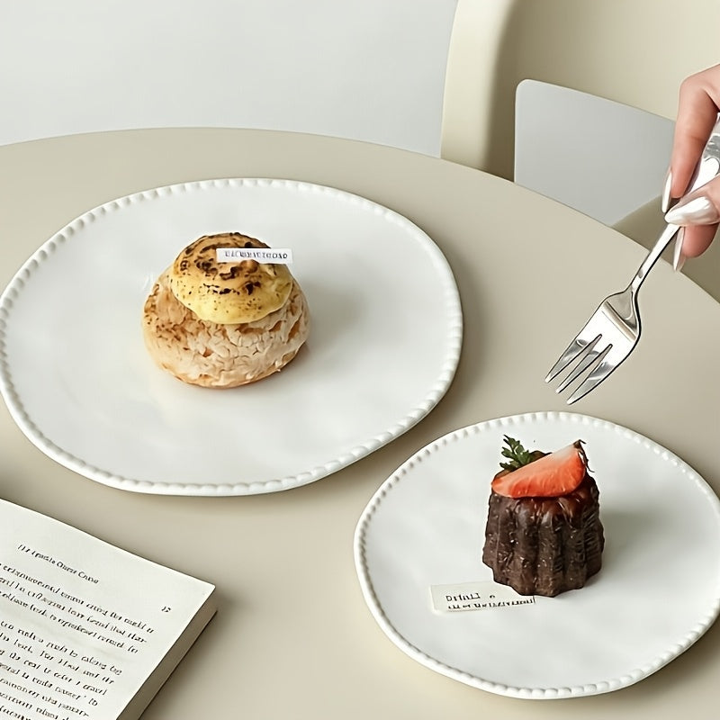 Set of 3 Porcelain Ceramic Bowls And Plates, Ideal for Home And Restaurant Use, High-Quality Western Dining Ware, Perfect for Breakfast, Pastries, And Formal Wedding Receptions, Artistic Dishes for Salads, Pasta, And Desserts