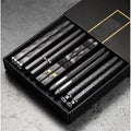 5 Pairs Premium Alloy Fiberglass Chopstick Set, Made of PET Silvery Ion Anti-slip and Reusable Material, Suitable for Home, Kitchen, Restaurant and Outdoor Use. 9.5 Inches in Size, Perfect for Eating Pasta, Sushi, Dumplings and Desserts. Comes in an