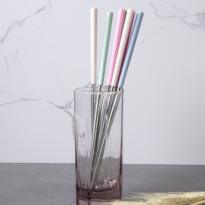 4 Pairs of Stainless Steel Chopsticks, Reusable, Non-Slip, Dishwasher Safe, Suitable as a Gift