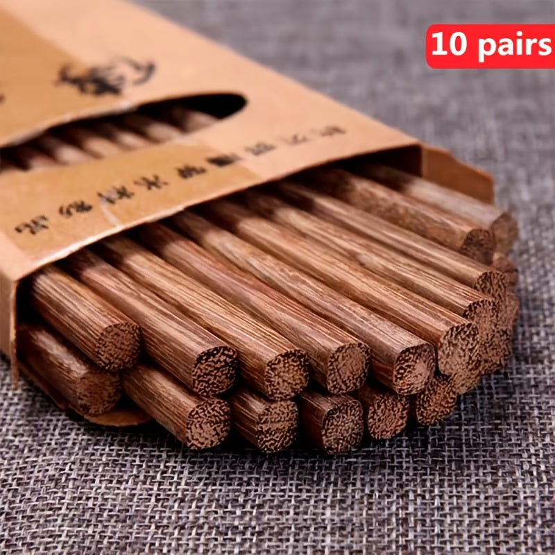 20pcs 10 Pairs Of Reusable Chinese Solid Wood Chopsticks with Non Slip Grip, Suitable for Sushi, Food Sticks, Tableware, Gifts, Kitchen Tools