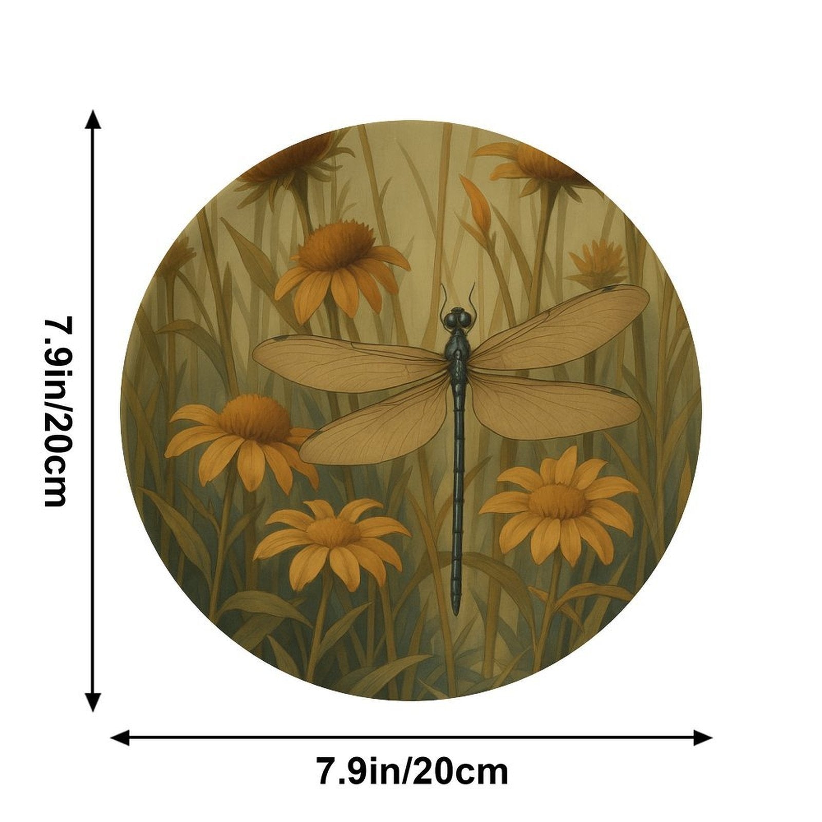 1pc Contemporary Dragonfly in Flowers Decorative Plate - Elegant Round Wall & Table Decor with Hanging Hole, Non-Food Serving Plate Suitable for Home, Living Room, Holiday Decoration - Ideal Gift, Non-Food Contact