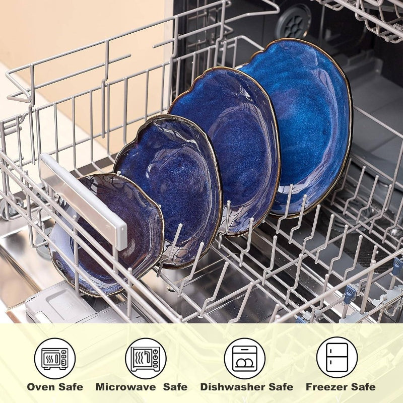 16pcs Ceramic Dinnerware & Stoneware Dishware Suitable for - Chip & Scratch Resistant, Dishwasher & Microwave Safe Plates and Bowls, Elegant Dinnerware for &, Ideal for Daily Meals, Dinner Parties, Travel (16pcs)