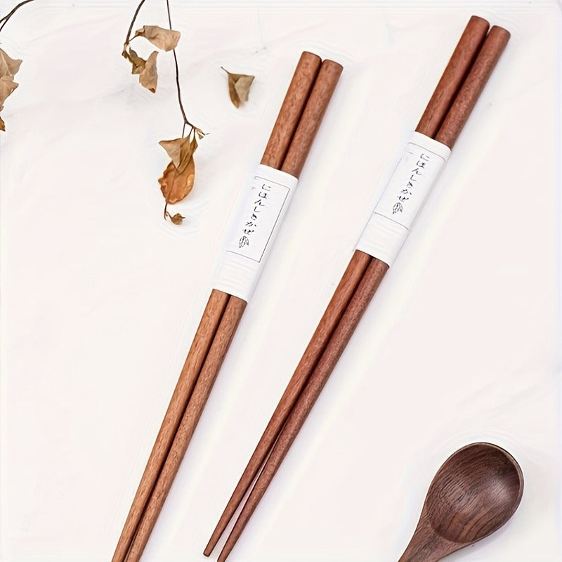 5\u002F 10 pairs of natural wooden chopsticks - high-end anti slip pointed solid wood, traditional Chinese tableware, elegant white label, suitable for single and double family use, pair set | elegant tableware | wooden chopsticks