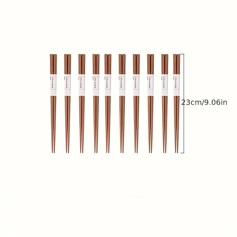 5\u002F 10 pairs of natural wooden chopsticks - high-end anti slip pointed solid wood, traditional Chinese tableware, elegant white label, suitable for single and double family use, pair set | elegant tableware | wooden chopsticks