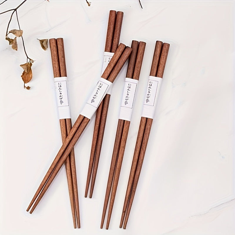 5\u002F 10 pairs of natural wooden chopsticks - high-end anti slip pointed solid wood, traditional Chinese tableware, elegant white label, suitable for single and double family use, pair set | elegant tableware | wooden chopsticks