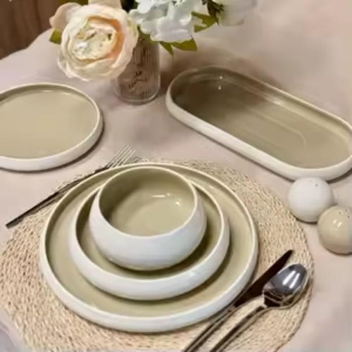 1pc Scandinavian Modern Minimalist Dinner Plate - Round Porcelain Plate Suitable for Household & Hotel Use, Elegant Dinnerware for Daily Dining, Special Occasions, Buffets, and Formal Events - & -