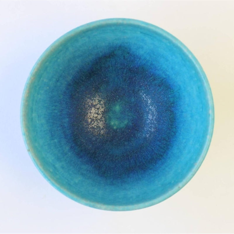 Tori Shigaraki Ware Aqua Rice Bowl W412 - 06