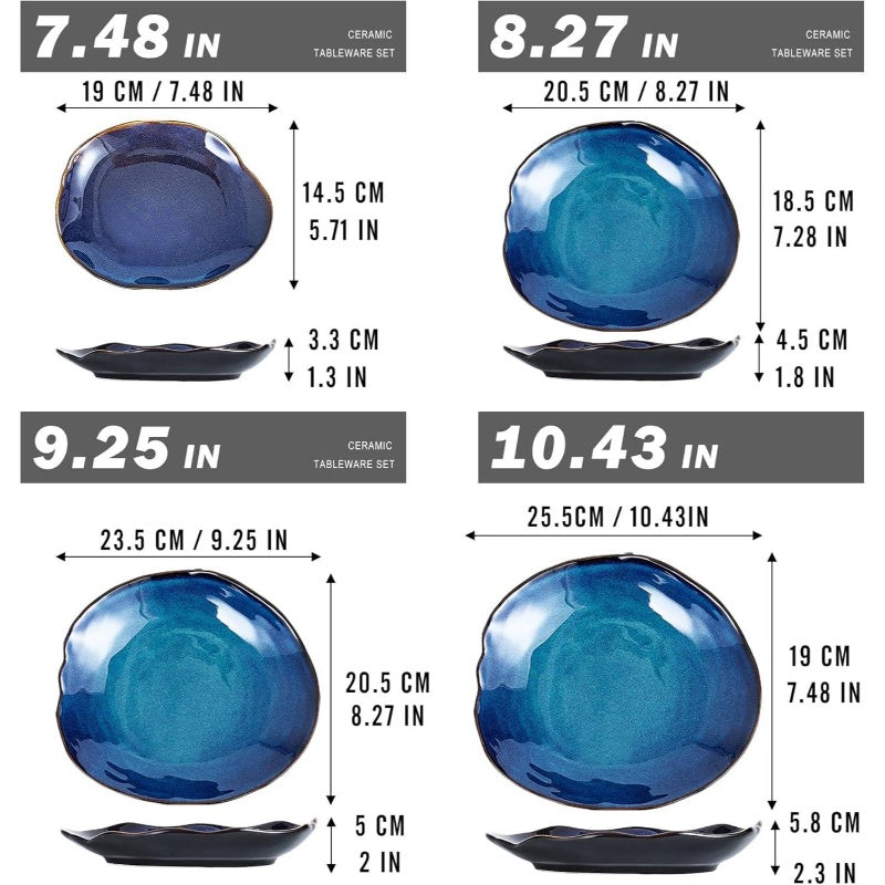 16pcs Ceramic Dinnerware & Stoneware Dishware Suitable for - Chip & Scratch Resistant, Dishwasher & Microwave Safe Plates and Bowls, Elegant Dinnerware for &, Ideal for Daily Meals, Dinner Parties, Travel (16pcs)