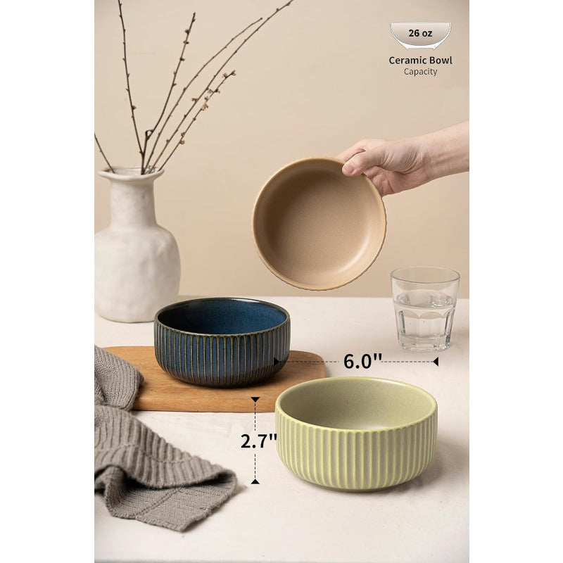 Multi-Bowl Cereal & Salad Bowls - Dylan Ceramic Double Matte Reactive Glaze Bowls Suitable for Kitchen, Microwave & Dishwasher Safe, Elegant Reactive Color-Changing Bowls, Ideal Housewarming\u002FThanksgiving\u002FChristmas Gifts