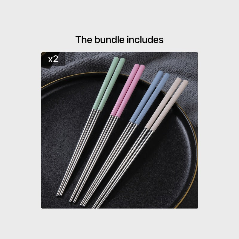 4 Pairs of Stainless Steel Chopsticks, Reusable, Non-Slip, Dishwasher Safe, Suitable as a Gift